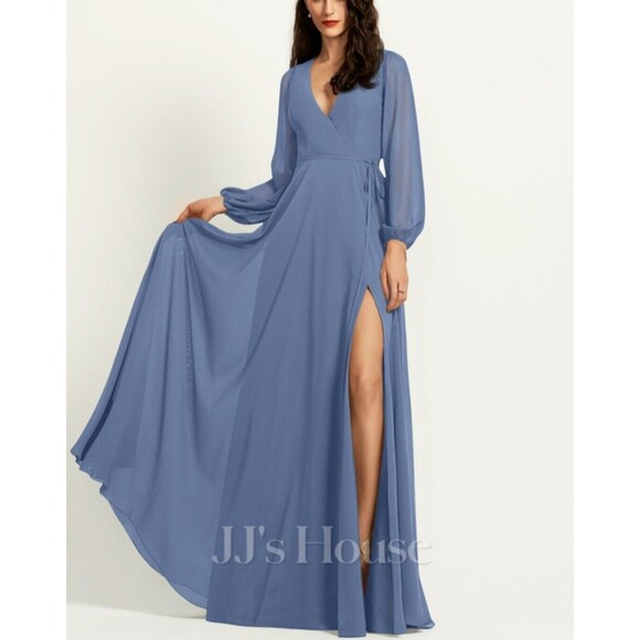 JJs House | Dresses | Jjs House A Line Vneck Chiffon Bridesmaid Maxi ...